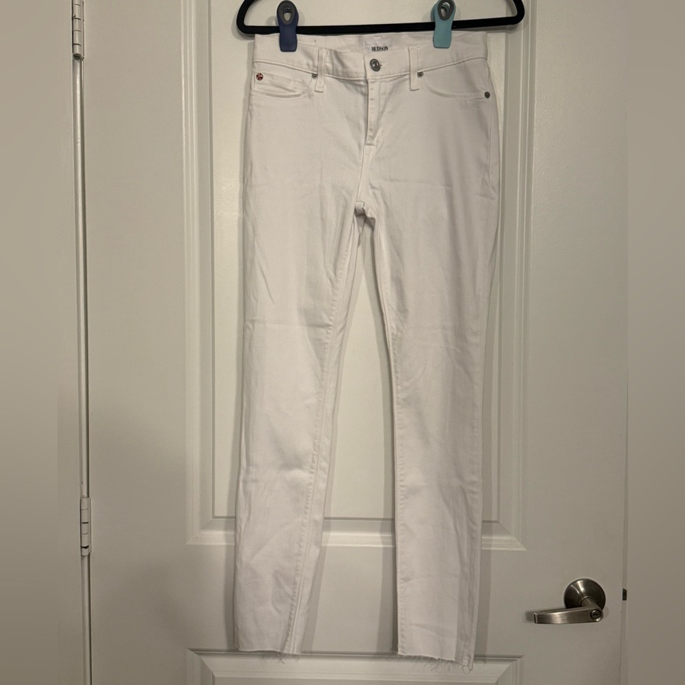 Hudson Jeans Ankle Krista Super Skinny White Denim Jeans Size 27 NWT